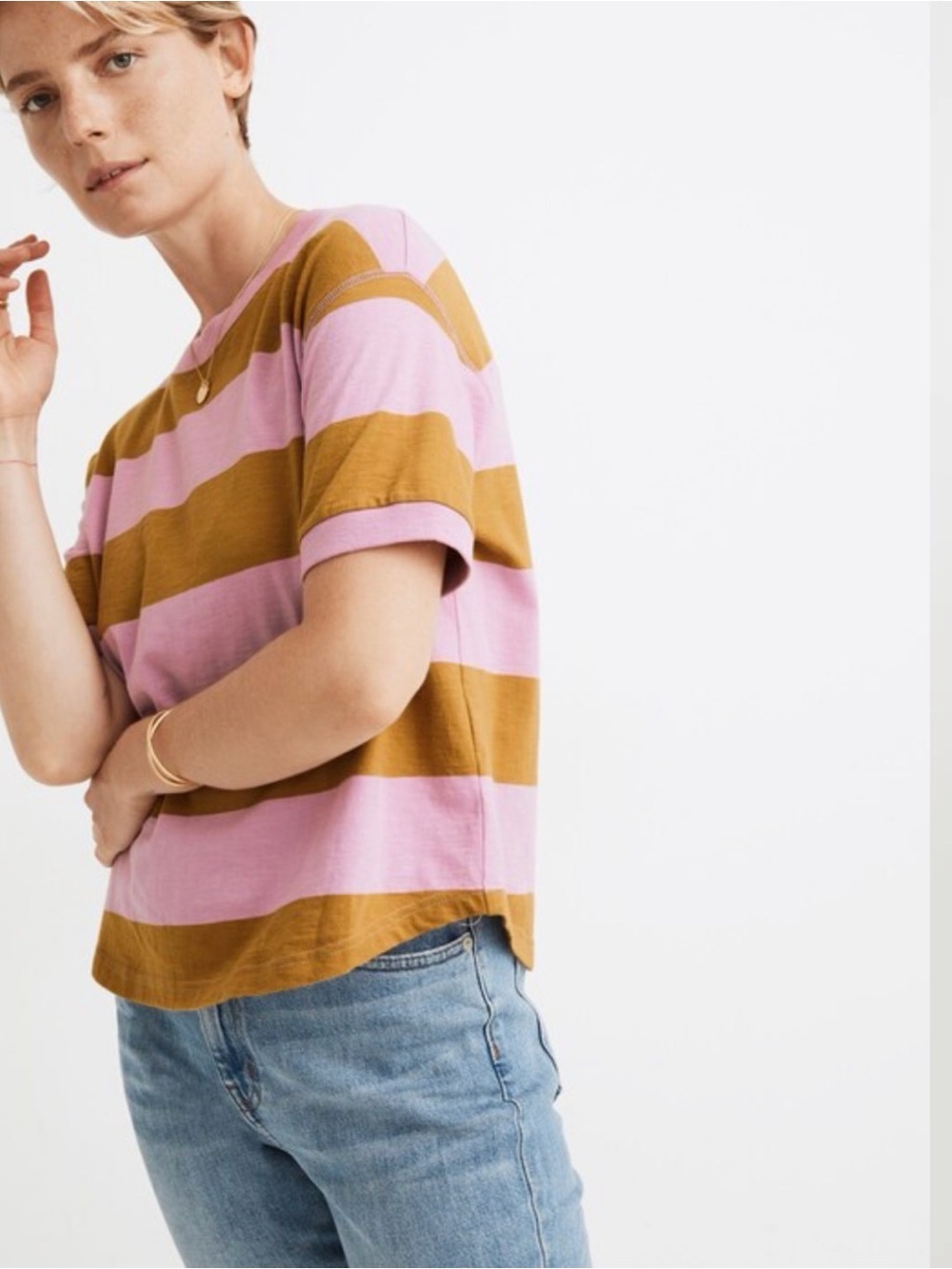 Madewell Everyday Crop Tee in Rugby Stripe